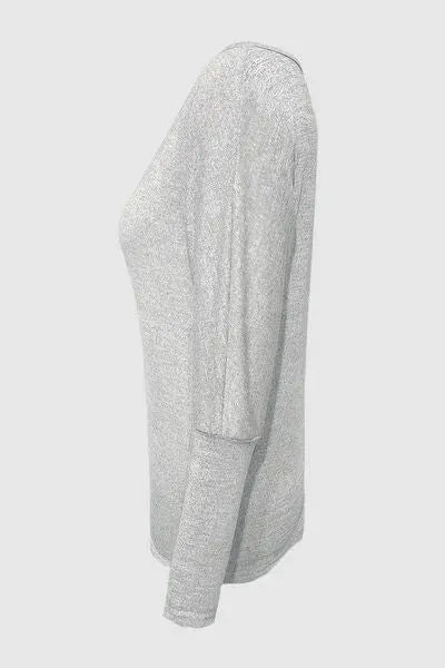 Cutout Round Neck Long Sleeve T-Shirt Women's T-Shirts - Tophatter Daily Deals